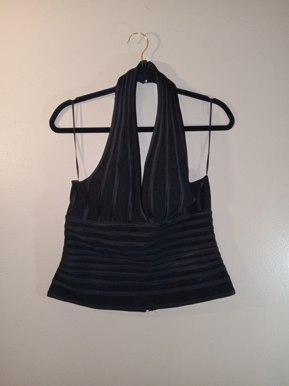 JS Collections Black Ribbed Halter Camisole
